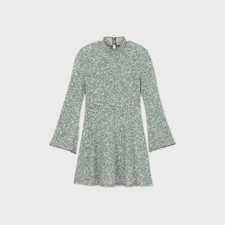Girls' Mock Neck Long Sleeve Dress - Art Class Green