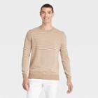Men's Striped Regular Fit Crewneck Pullover Sweater - Goodfellow & Co Brown