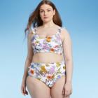 Kona Sol Women's Plus Size Over The Shoulder Ruffle Bikini Top - Kona