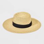 Women's Floppy Straw Boater Hat - A New Day Cream