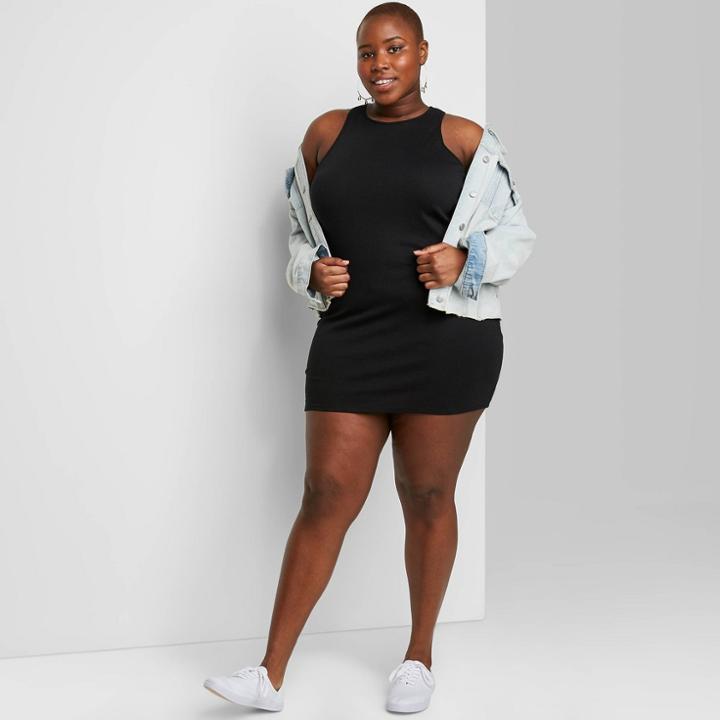 Women's Plus Size Sleeveless Dress - Wild Fable Black 1x, Women's,