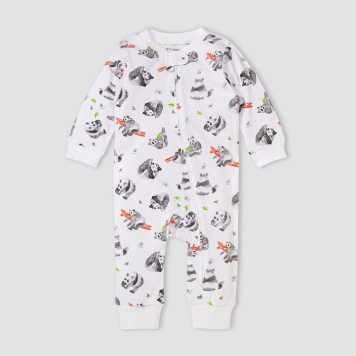 Burt's Bees Baby Organic Cotton Panda Pals Pajama Jumpsuit - White Newborn