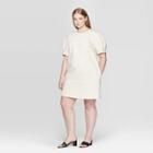 Women's Plus Size Elbow Sleeve Scoop Neck Mini Dress - Who What Wear Brown