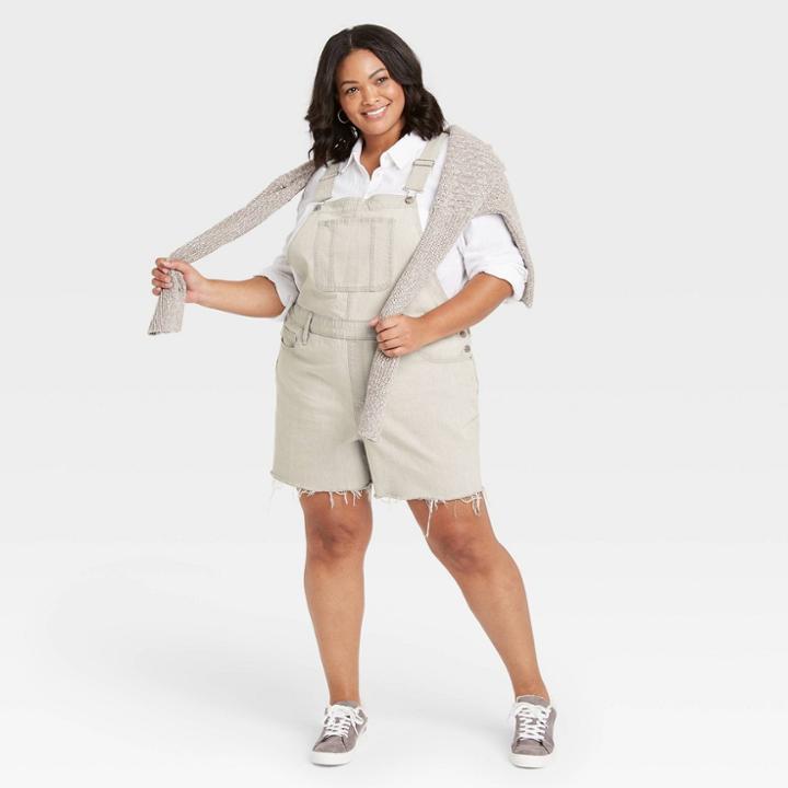 Women's Denim Shortalls - Universal Thread Gray