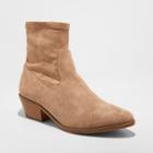 Women's Loraine Microsuede Wide Width Western Sock Booties - Universal Thread Tan 5.5w,