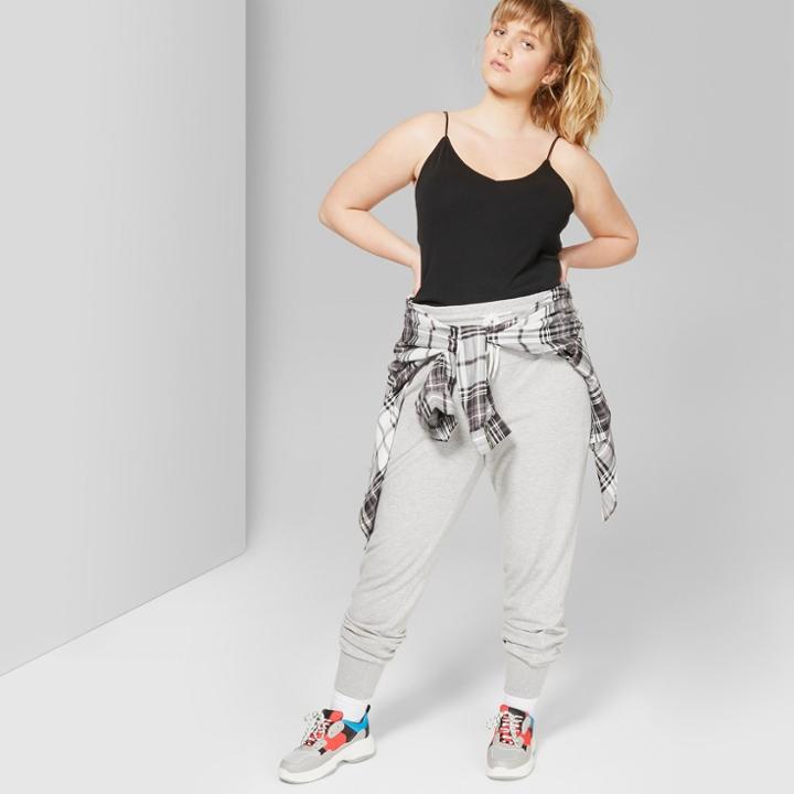 Women's Plus Size Yoke Front Jogger - Wild Fable Heather Grey