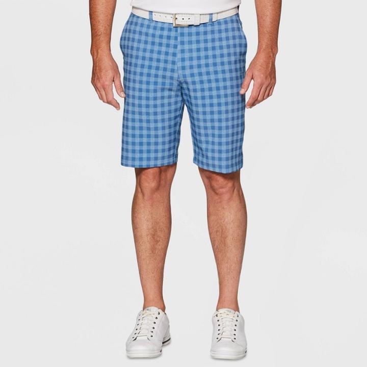 Jack Nicklaus Men's Plaid Heathered Golf Shorts - Quite Harbor Blue