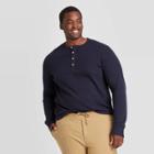 Men's Tall Standard Fit Textured Long Sleeve Henley T-shirt - Goodfellow & Co Navy
