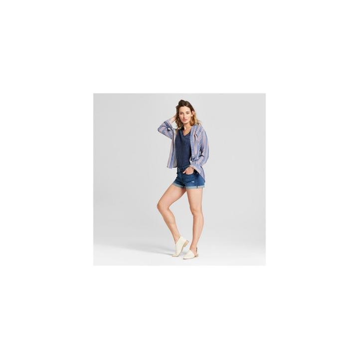 Women's Monterey Pocket V-neck Relaxed Fit Short Sleeve T-shirt - Universal Thread Navy (blue)