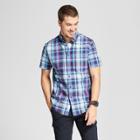 Men's Short Sleeve Soft Wash Standard Fit Button-down Shirt - Goodfellow & Co Bicycle Blue