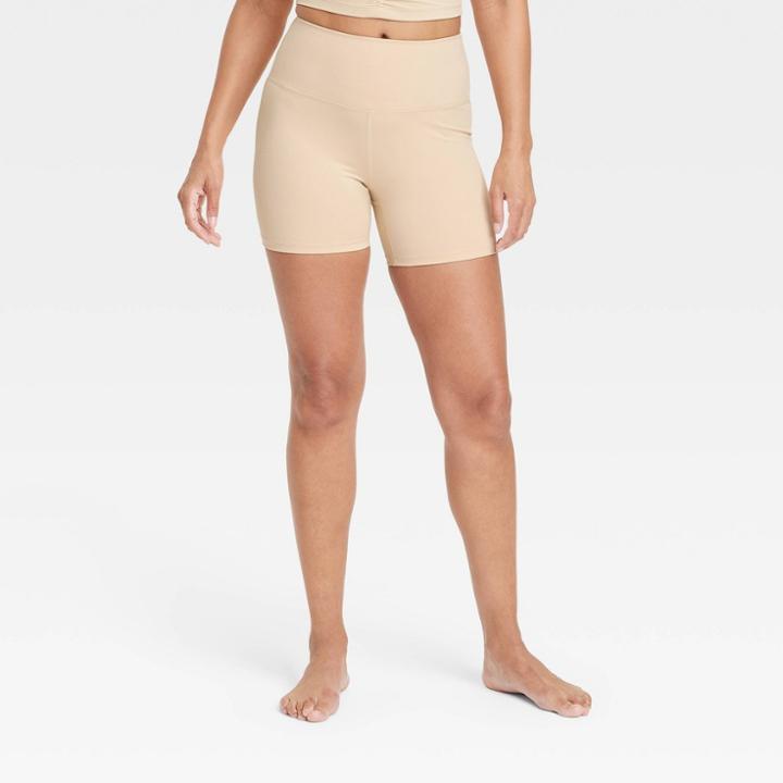 Women's Brushed Sculpt Curvy Bike Shorts 5 - All In Motion Beige