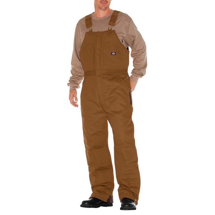 Dickies Men's Canvas Insulated Bib Wide Leg Overall- Brown Duck Xx-large Short, Size: