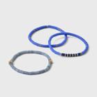 Semi-precious Aventurine Violet Quartz Heishi Stretch Bracelet Set 3pc - Universal Thread Blue