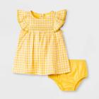 Baby Girls' Gingham Smocked Dress - Cat & Jack Yellow Newborn