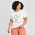 Women's Plus Size Short Sleeve Amour Graphic T-shirt - A New Day White 1x, Women's,