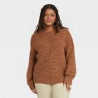 Women's Plus Size Crewneck Pullover Sweater - Universal Thread Brown
