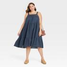 Women's Plus Size Sleeveless Crochet Trim Dress - Universal Thread Navy Blue