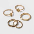 Twister And Textured Floral Ring Set 5pc - Universal Thread Gold