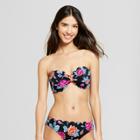 Vanilla Beach Women's Scallop Bandeau Bikini Top - Black Floral