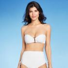 Women's Textured Bandeau Bikini Top - Kona Sol Fresh White