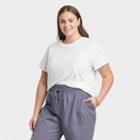 Women's Plus Size Short Sleeve Casual T-shirt - A New Day White