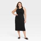 Women's Plus Size Sleeveless Rib Knit Dress - A New Day Black