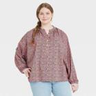 Women's Plus Size Balloon Long Sleeve Poet Top - Universal Thread Pink Floral