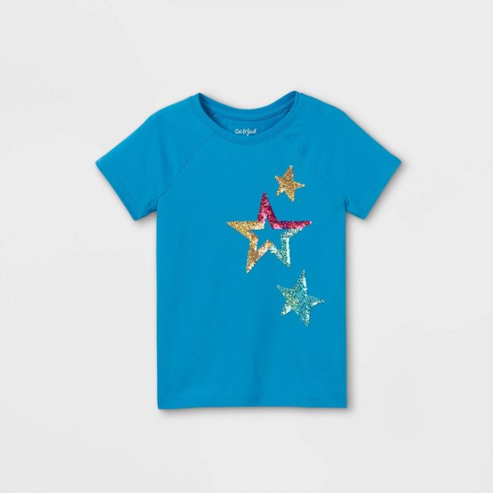 Girls' Flip Sequin Stars Short Sleeve T-shirt - Cat & Jack Dark
