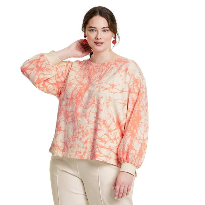 Women's Plus Size Marble Print High-low Sweatshirt - Rachel Comey X Target Pink