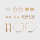 Geometric Shapes, Ball Button And Semi Precious Howlite Earring Set 8ct - Universal Thread Gold