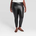 Women's Plus Size High-rise Faux Leather Leggings - A New Day Black