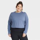 Women's Plus Size Long Sleeve Cropped Top - All In Motion Navy Blue