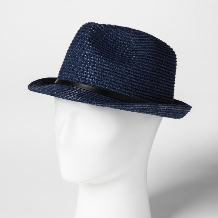 Men's Straw Fedora - Goodfellow & Co Navy