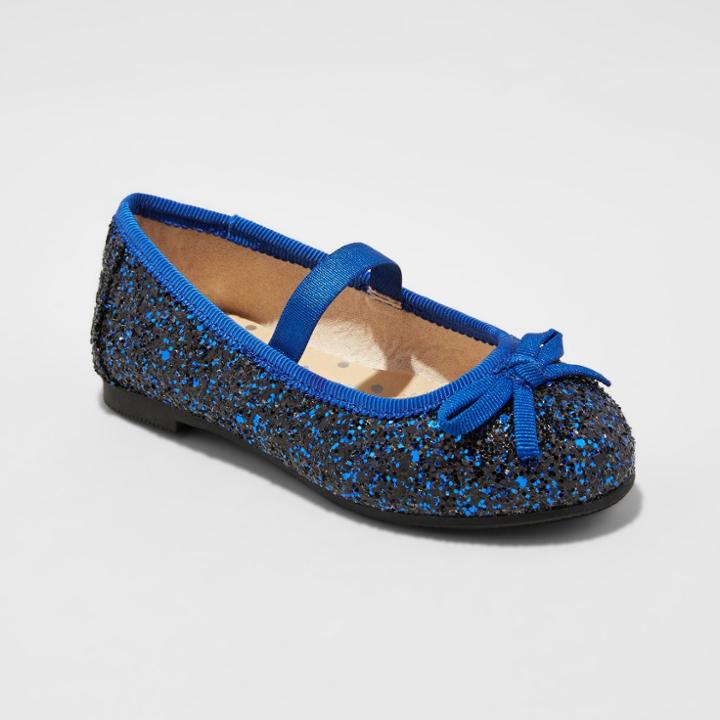 Toddler Girls' Cacey Glitter Ballet Flats Cat & Jack - Navy (blue)