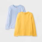 Girls' 2pk Solid Long Sleeve T-shirt - Cat & Jack Light Blue/light