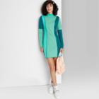 Women's Long Sleeve Seamed Knit Bodycon Dress - Wild Fable Green Colorblock