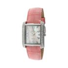Peugeot Watches Women's Peugeot Crystal Accented Mop Leather Strap Watch - Silver/pink, Ballet