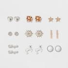 Target Heart, Pave Star, Bezel Stone, Unicorn And Bar Button Earring Set 9ct,
