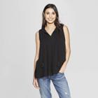 Women's Sleeveless V-neck Tassels Blouse - Knox Rose Black
