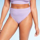 Women's Ribbed Cheeky Bikini Bottom - Xhilaration Lavender L, Women's, Size: