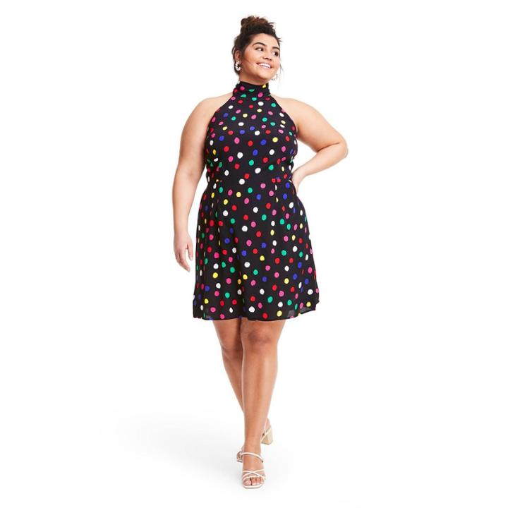 Plus Size Polka Dot Sleeveless Halter Dress - Rixo For Target Black