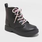 Girls' Zoe Zipper Lace-up Combat Boots - Art Class Black