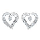Target 0.030 Ct. T.w. Round-cut Diamond Heart Prong Set Earring In Sterling Silver (ij-i2-i3), Women's, White