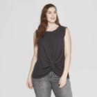 Women's Plus Size Sleeveless Crew Neck Twist Front Tank Top - Universal Thread Gray