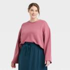 Women's Plus Size Ottoman Sweatshirt - A New Day Dark Pink