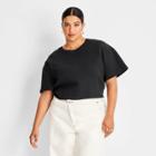 Women's Plus Size Short Sleeve Boxy Crop T-shirt - Future Collective With Kahlana Barfield Brown Black