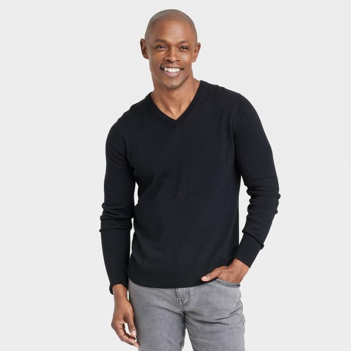 Men's V-neck Pullover - Goodfellow & Co Black