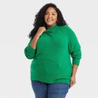 Women's Plus Size Mock Turtleneck Pullover Sweater - Ava & Viv Green