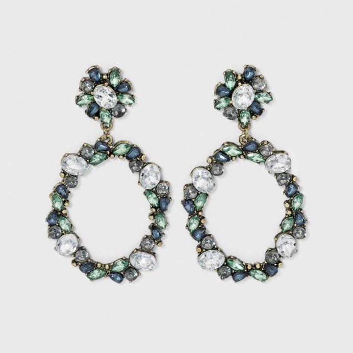 Sugarfix By Baublebar Glamorous Crystal Hoop Earrings - Emerald/blue, Women's, Green/blue