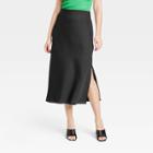 Women's Midi A-line Slip Skirt - A New Day Black